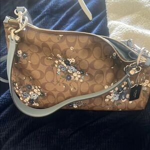 Coach Brown and Blue Floral Women's Bag